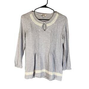 Lucky Brand Baby Blue Boho Long Sleeve Lightweight Knit Blouse Women Sz XS